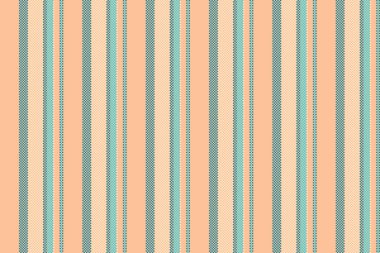 Mevsimsel çizgili tekstil hatları, seksüel vektör dikey desen. El yapımı kumaş arkaplan dokusu turuncu ve cyan renk paletinde pürüzsüz.