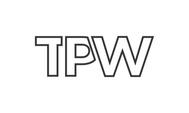 Güçlü ve modern kalın metinli TPW logo tasarım şablonu. Basit ve minimal tipografi içeren ilk tabanlı vektör logosu. Moda şirket kimliği.