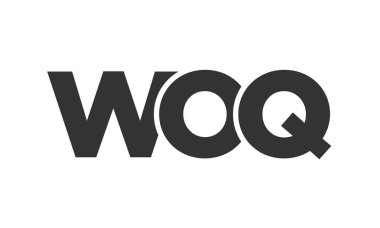 WOQ logo tasarım şablonu güçlü ve modern kalın metinlerle. Basit ve minimal tipografi içeren ilk tabanlı vektör logosu. Moda şirket kimliği.