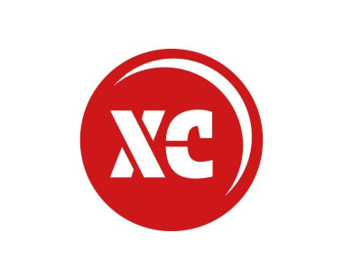 XC spor amblemi ya da takım logoti. Top dükkanı, spor şirketi, eğitim ve kulüp rozeti için baş harfi X ve C olan top logosu. Vektör illüstrasyonu.