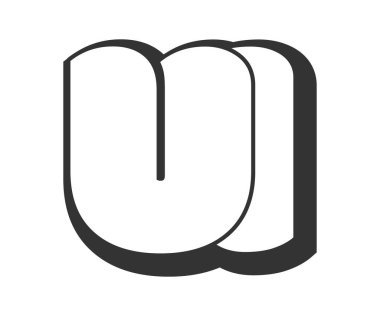 Kullanıcı logosu, karikatür harfleri, graffiti stili siyah beyaz siluet şeklinde yuvarlak. Modayı takip eden anaokulu ve ben festival partisi için mektup yazıyoruz. Baş harfler, çocuklar için funky prinky ve web. Vektör illüstrasyonu.