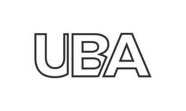 Güçlü ve modern kalın metinli UBA logo tasarım şablonu. Basit ve minimal tipografi içeren ilk tabanlı vektör logosu. Modayı takip eden şirket kimliği markalar için ideal..