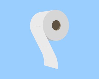 Açık mavi bir arka planda tuvalet kağıdı rulosunun temiz ve minimalist bir çizimi. Tasarım basit ve çok yönlü, hijyen, temizlik ve hatta soyut kavramlar için mükemmel..