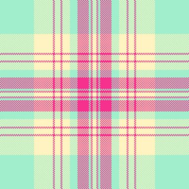 Tekstil kumaşı, oturma odası tartsız desen ver. Arkaplan vektör ekoseli denetimini naneli ve açık renk paletinde davet et.