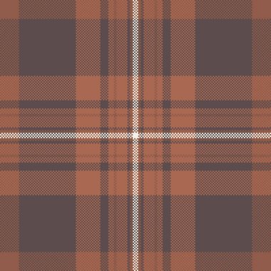 Yaz tekstil dokusu, düz kumaş kontrol vektörü. Renkli arka plan ekoseli pastel ve turuncu renk paleti..