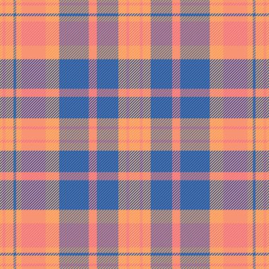 Canlı pastel ekose desenli şeftali, mavi ve mor. Tekstil tasarımları, web sitesi geçmişi veya moda projeleri için mükemmel.