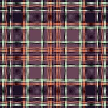 Mor, turuncu ve nane yeşili tonlarda zarif, sessiz ekoseli desen. Tekstil tasarımları, sonbahar modası ya da rahat bir sonbahar havası yaratmak için mükemmel..