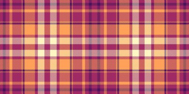 Kısa desenli, pürüzsüz, tekstil özgeçmiş kontrolü. Zarif tartan kumaş ekoseli pembe ve turuncu renk paleti.