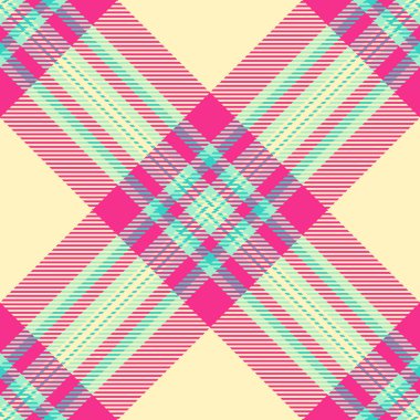 Bahçe tartan kumaşı, profesyonel model arka plan vektörü. Piksel ışık ve pembe renk paletinde tekstil dikişsiz dokuyu kontrol et.