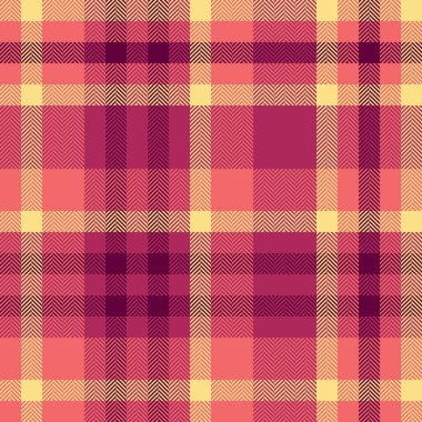 Sıcak mercan, tozlu gül ve soluk sarı renkte canlı herringbone desenli ekose. Tekstil tasarımı, moda, ev ya da mevsimlik markalaşma için mükemmel.