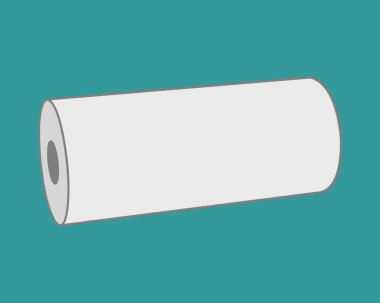 Deniz mavisi arkaplanına karşı büyük bir rulo kağıdın minimalist bir çizimi. Depolama, bolluk, potansiyel veya yeni başlangıçlar için mükemmel.