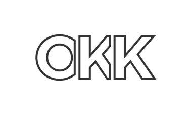 OKK logo tasarım şablonu güçlü ve modern kalın metinlerle. Basit ve minimal tipografi içeren ilk tabanlı vektör logosu. Modayı takip eden şirket kimliği markalar için ideal..