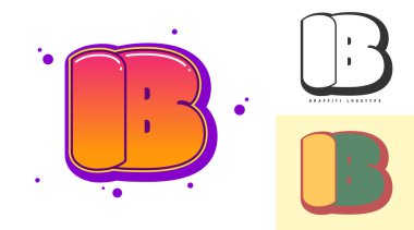 Festival ya da parti için IB logo tasarımı. Graffiti tarzında ilk harf i ve b. Yazı tipi tipografisinin yaratıcı modern harfleri. Modayı takip eden logotlar ya da kimlikler. Vektör illüstrasyonu.