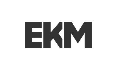 Güçlü ve modern kalın metin ile EKM logo tasarım şablonu. Basit ve minimal tipografi içeren ilk tabanlı vektör logosu. Modayı takip eden şirket kimliği markalar için ideal..
