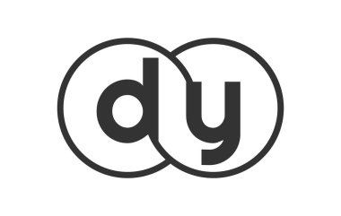 D şirketinin amblemi, ana hatları ve harfleri. Marka kimliği için birleşmiş iki dairenin logo şablonu, logotip. Vektör Sonsuzluk sembolü ve teknoloji işareti.