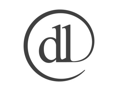 Daire şeklinde e-posta işareti tarzında iki harfli DL logosu. Marka kimliği için iş dünyasının logosu yuvarlak.