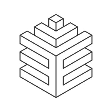 Soyut izometrik küp tasarımı, katmanlı yapı, geometrik desen. Teknoloji, mimarlık, mühendislik veya kurumsal markalaşma için mükemmel. Büyümeyi, istikrarı ve yeniliği temsil eder.