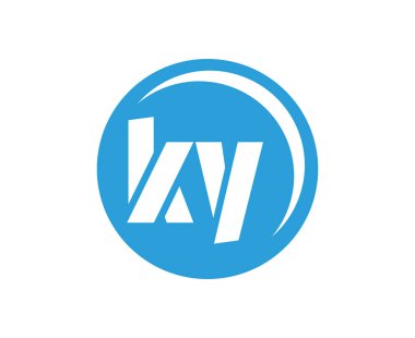 KY spor amblemi ya da takım logoti. Top dükkanı, spor şirketi, eğitim ve kulüp rozeti için K ve Y harflerinin kombinasyonlu top logosu. Vektör illüstrasyonu.
