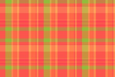 Turuncu ekose vektör arka planı, doku dokusunu kontrol et. Krallık kumaşı kırmızı ve turuncu renklerde pürüzsüz tekstil paleti.