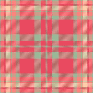 Zarif mercan, nane ve bej desenli ekose. Tekstil tasarımları, duvar kağıtları ve moda projeleri için mükemmel..