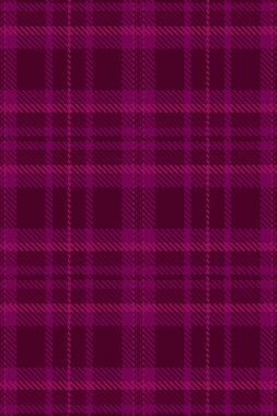 Kusursuz vektör kalıbı, hatıra defteri deseni ekoseli kumaş. Tekstil arka plan kumaş örtüsünü pembe ve koyu renk paletiyle kapla.