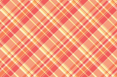 Sıcak şeftali ve turuncu renklerde canlı çapraz ekoseli desen. Tekstil tasarımı, moda, web sitesi geçmişi ya da neşeli, yazlık estetiğe ihtiyaç duyan her proje için mükemmel..