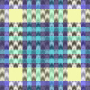 Canlı herringbone ekose desenli deniz mavisi, mor ve sarı. Tekstil tasarımı, moda veya web sitesi geçmişi için mükemmel.