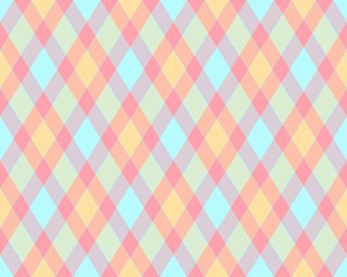 Pastel elmas desenli harika bir kumaş. Geçmişi, tekstili ya da tuhaf tasarımları için mükemmel. Yumuşak, neşeli renkler mutluluk ve neşeyi çağrıştırıyor.