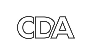 CDA logo tasarım şablonu güçlü ve modern kalın metinlerle. Basit ve minimal tipografi içeren ilk tabanlı vektör logosu. Modayı takip eden şirket kimliği markalar için ideal..