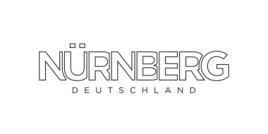 Nurnberg Deutschland, modern ve yaratıcı vektör illüstrasyon tasarımı. Almanya şehri seyahat afişleri, posterler, web ve kartpostallar için tasarlanmıştır..
