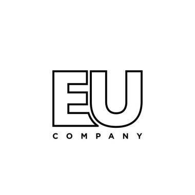 Son moda E ve U harfi, AB logo tasarım şablonu. Şirket kimliği için asgari monogram tabanlı logotype.