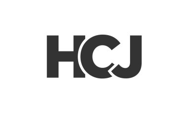 Güçlü ve modern kalın metinli HCJ logo tasarım şablonu. Basit ve minimal tipografi içeren ilk tabanlı vektör logosu. Modayı takip eden şirket kimliği markalar için ideal..