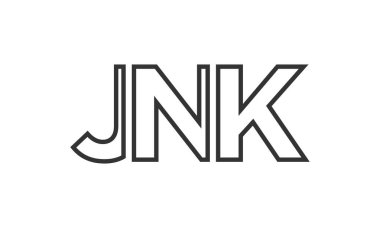 JNK logo tasarım şablonu güçlü ve modern kalın metin ile. Basit ve minimal tipografi içeren ilk tabanlı vektör logosu. Modayı takip eden şirket kimliği markalar için ideal..