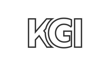 KGI logo tasarım şablonu güçlü ve modern kalın metin ile. Basit ve minimal tipografi içeren ilk tabanlı vektör logosu. Modayı takip eden şirket kimliği markalar için ideal..