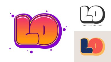 Festival ya da parti için LO logo tasarımı. Graffiti tarzında ilk harf I ve O. Yazı tipi tipografisinin yaratıcı modern harfleri. Modayı takip eden logotlar ya da kimlikler. Vektör illüstrasyonu.