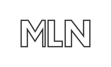 MLN logo tasarım şablonu güçlü ve modern kalın metin ile. Basit ve minimal tipografi içeren ilk tabanlı vektör logosu. Modayı takip eden şirket kimliği markalar için ideal..