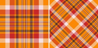 Sıcak turuncu, kırmızı ve kahverengi renklerde canlı sonbahar ekoseli desenler. Düşmüş tasarımlar, tekstil ve arka planlar için mükemmel..