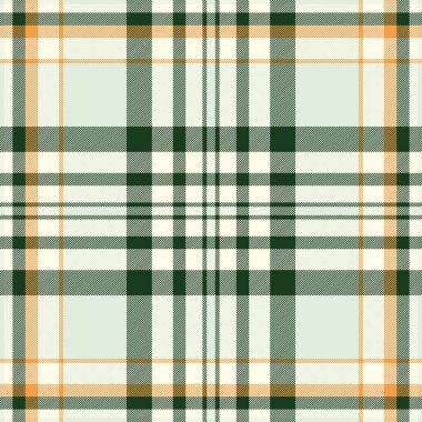 Zarif yeşil, krema ve turuncu ekose desenli. Tekstil tasarımı, moda veya web sitesi geçmişi için mükemmel.