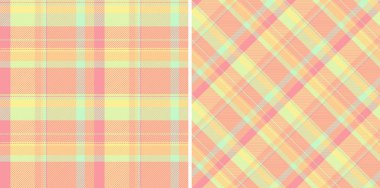 Pastel ekose desenler, yumuşak şeftali rengi, sarı ve nane yeşili iki kusursuz tasarım. Tekstil, web siteleri ve ambalaj için mükemmel. Bahar, sıcaklık ve nazik kadınlığı çağrıştırıyor..