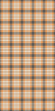 Geleneksel doku kusursuz arka plan, kadın vektör kontrolü ekoseli. Turuncu ve gri renk paletiyle tekstil desenli tartan kumaşı davet et.