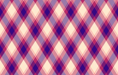 Argyle geometrik eşkenar dörtgenin kusursuz deseni. Harlequin duvar kağıdı tasarımını kontrol et. Web geçmişi için klasik elmas şekilli tekstil malzemesi, baskı kumaşı, kazak, ambalaj kağıdı, hediye kartı, davetiye.