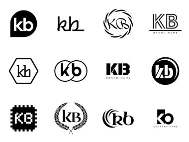 KB logo şirketi şablonu. K ve B harfleri logoti. Tasarım elemanları ile farklı klasik serif harfleri ve modern kalın metin ayarla. İlk yazı tipi tipografisi. Koleksiyon trend iş kimliği.