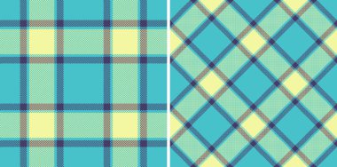 Canlı deniz mavisi ve pastel sarı ekose desenler. Tekstil tasarımı, moda, hatıra defteri ya da web sitesi geçmişi için mükemmel.