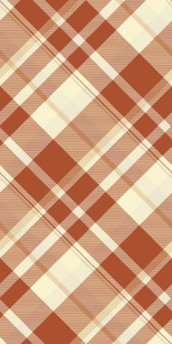 Sabit kumaş şablonu kontrolü, şeritsiz arka plan vektörü. Açık ve turuncu renk paletinde tekstil ekoseli kumaş oluştur.