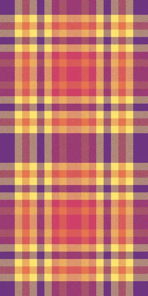 Olay ekose vektör tartan, karışık, pürüzsüz tekstil deseni. Kırmızı ve sarı renk paleti ile kumaş arkaplan dokusunu kontrol et.