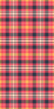 Mükemmel kumaş kontrol şablonu, paskalya dokusu arka plan vektörü. Koleksiyonsuz ekose kumaştan kırmızı ve açık renk paleti.