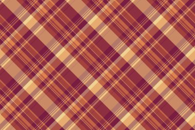 İnce doku kumaş tartan, özelleştirilmiş tekstil vektör deseni. Kırmızı ve turuncu renk paletinde insanların arka planda kusursuz ekose kontrolü yok.