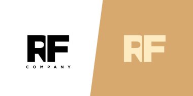 Moda harfi R ve F, RF logo tasarım şablonu. Şirket kimliği için asgari monogram tabanlı logotype.