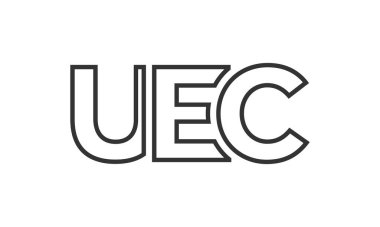 UEC logo tasarım şablonu güçlü ve modern kalın metinlerle. Basit ve minimal tipografi içeren ilk tabanlı vektör logosu. Modayı takip eden şirket kimliği markalar için ideal..