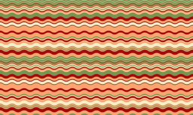 Sonbahar renklerinde dalgalı çizgiler var. Tekstil tasarımı, web sitesi geçmişi ya da festival projeleri için mükemmel. Bir sıcaklık ve ritim duygusu yaratır..